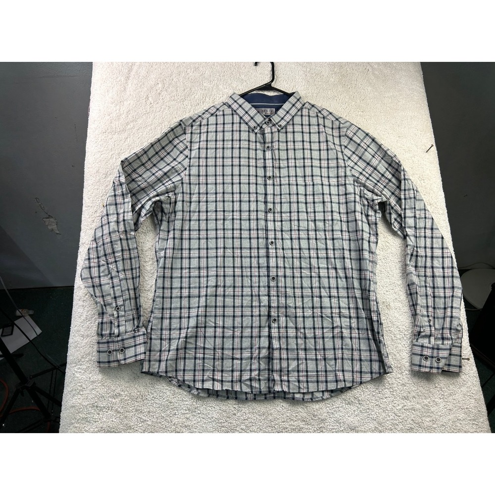truly Slim Fit Men's Casual Button-Down‎ Shirt XL Cotton Plaid